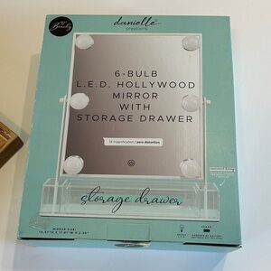 Silver LED Hollywood Mirror with Storage Drawer